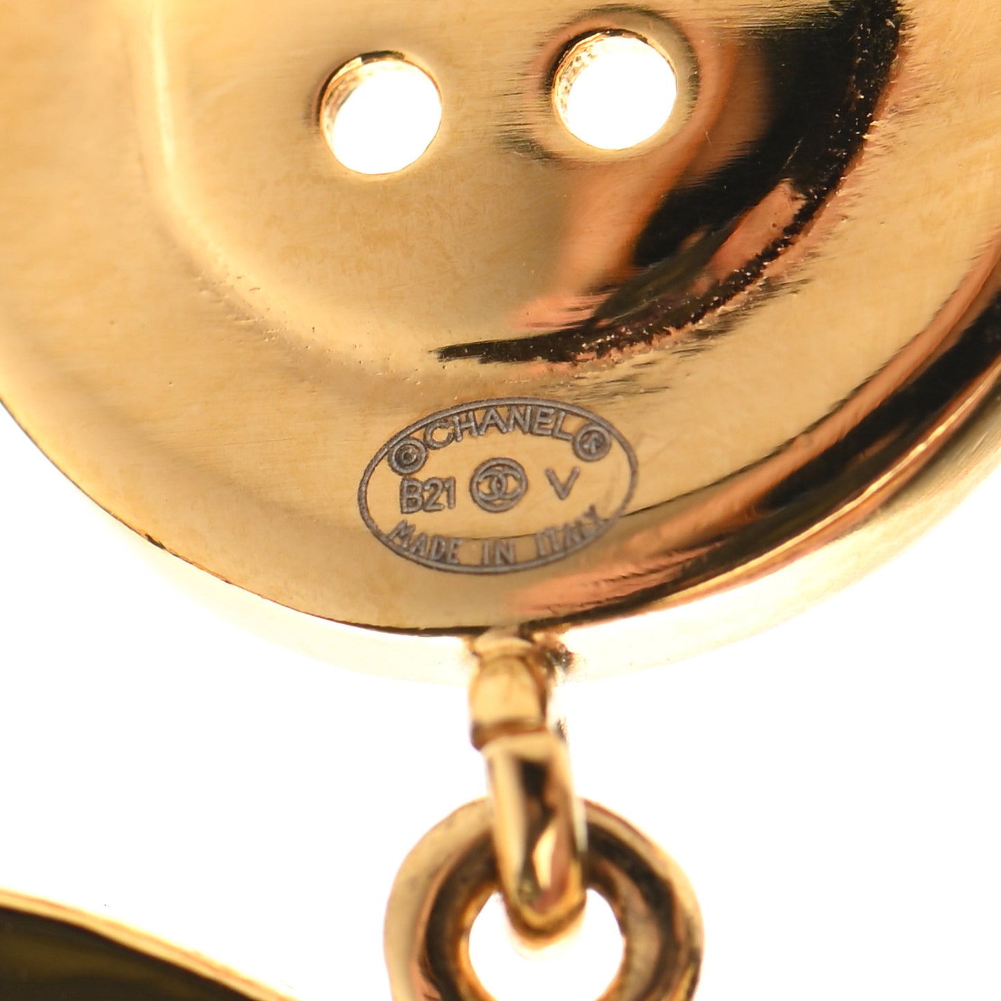 Metal Large Paris Button Earrings Gold