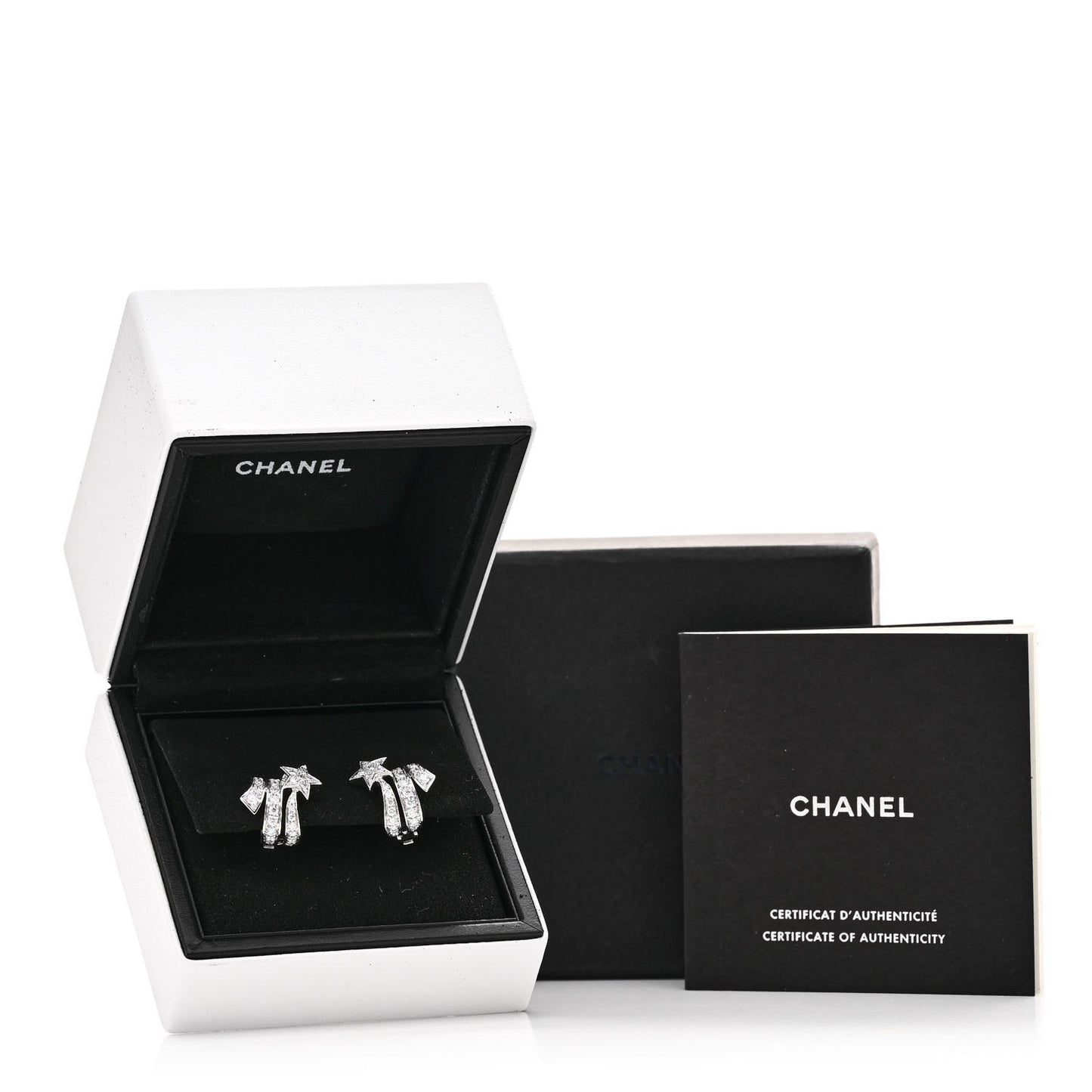 18K White Gold Diamond Etoile Filante Earrings