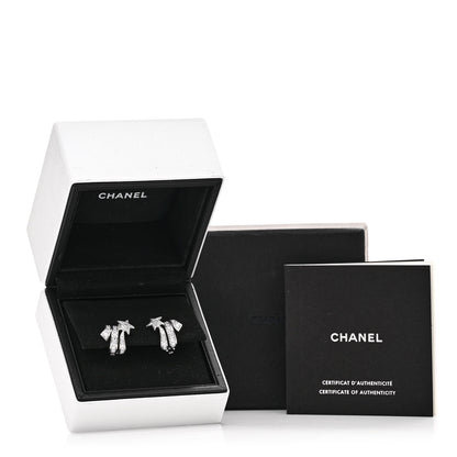 Chanel 18K White Gold Diamond Etoile Filante Earrings 5 of 5