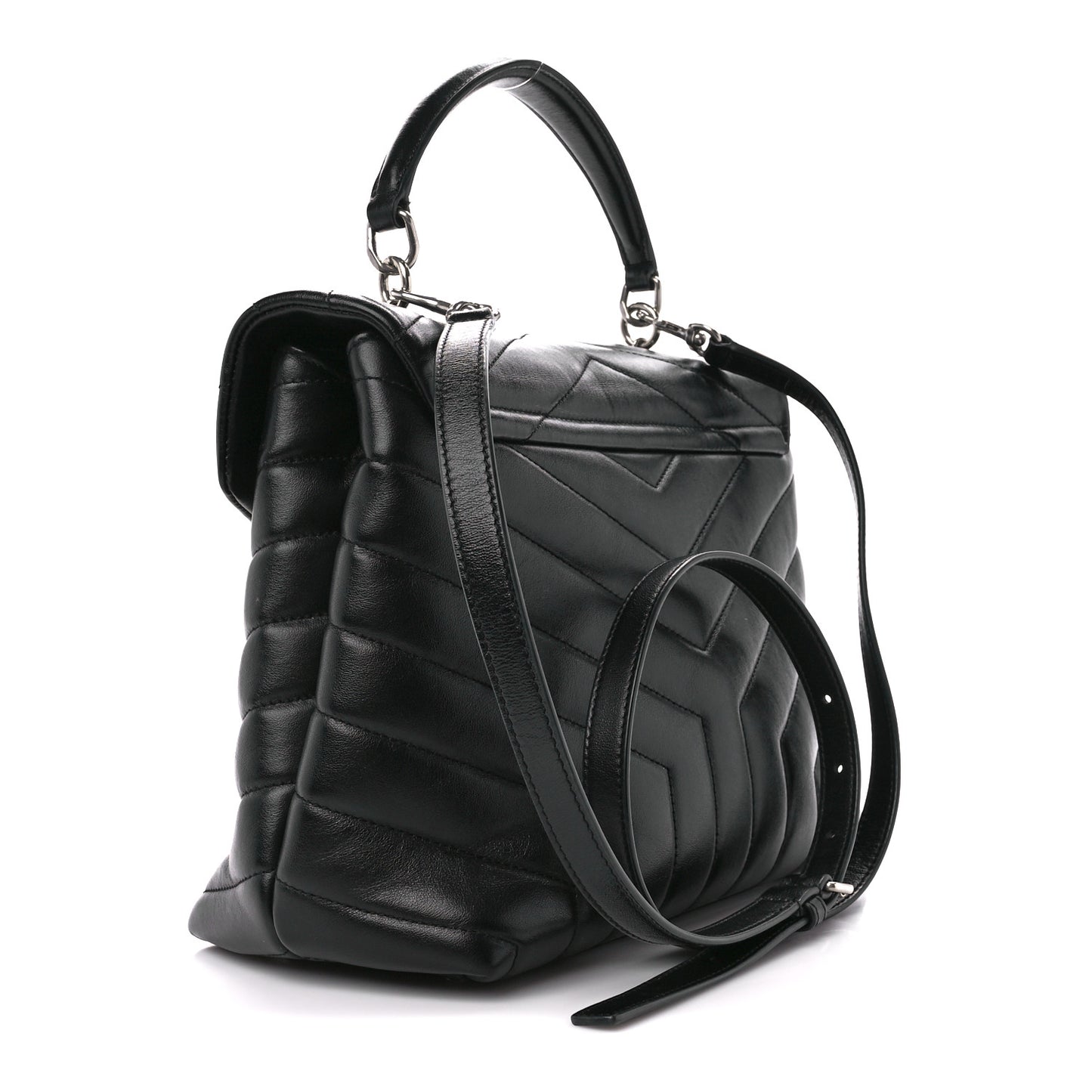 Calfskin Y Quilted Monogram Medium Loulou Satchel Black