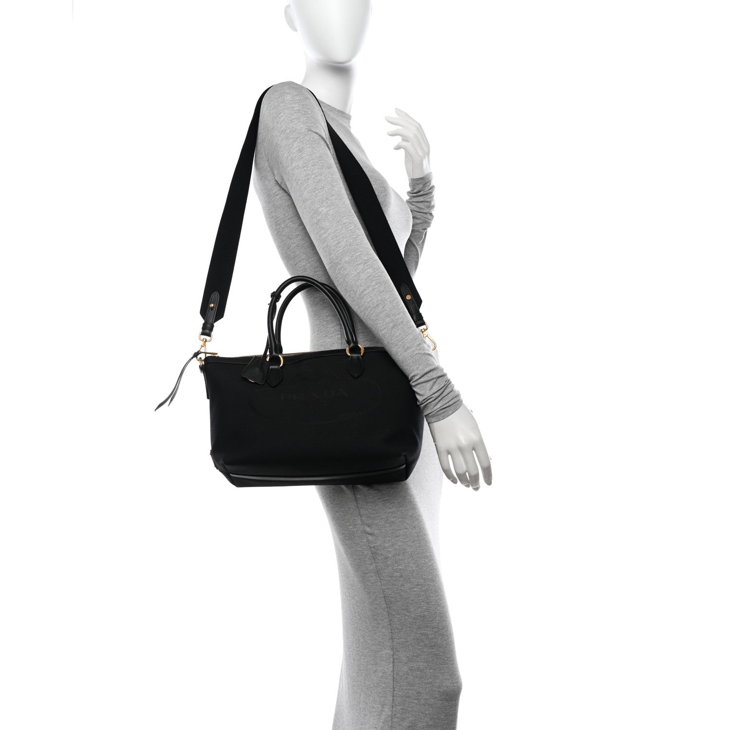 Prada Jacquard Logo Tote Black 2 of 10