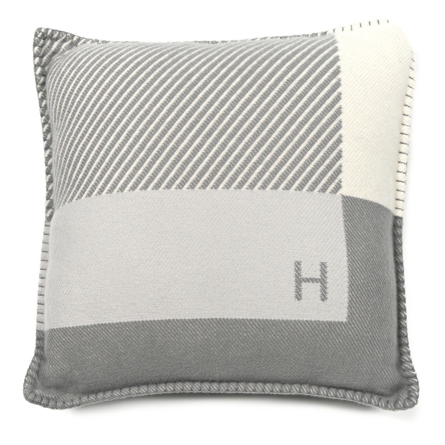 Hermes Wool Cashmere H Riviera Pillow Gris 1495009 – FASHIONPHILE