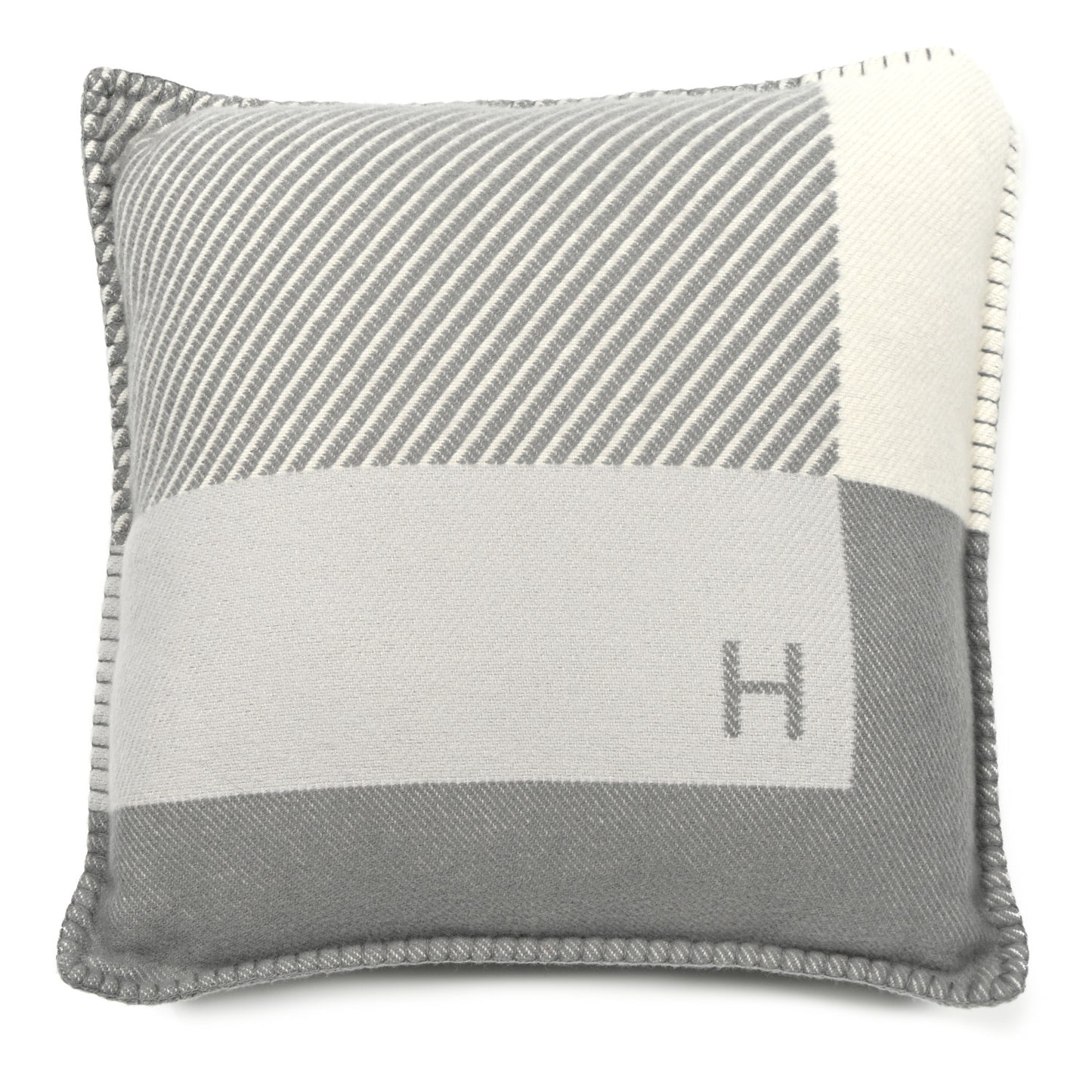 Wool Cashmere H Riviera Pillow Gris