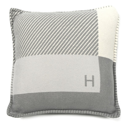 Hermes Wool Cashmere H Riviera Pillow Gris 1 of 3