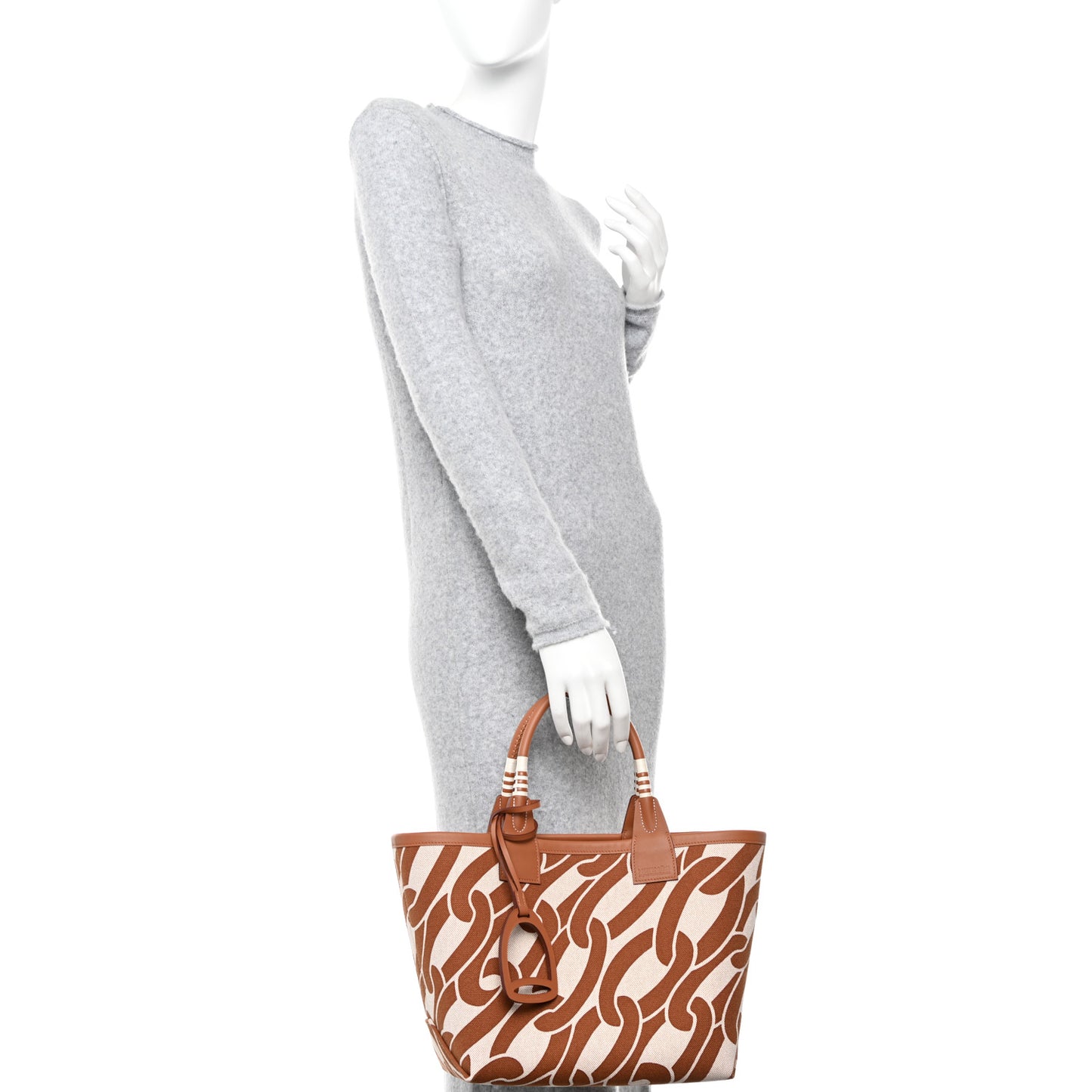 H Plume Canvas Swift Printed Maillons & Co Steeple 25 Bag Fauve Ecru Beige Gold