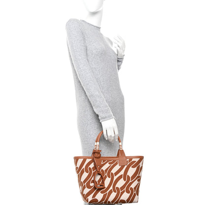 Hermes H Plume Canvas Swift Printed Maillons & Co Steeple 25 Bag Fauve Ecru Beige Gold 2 of 12