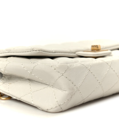 Chanel Aged Calfskin Quilted 2.55 Reissue Flap Belt Bag Clutch White 8 of 9