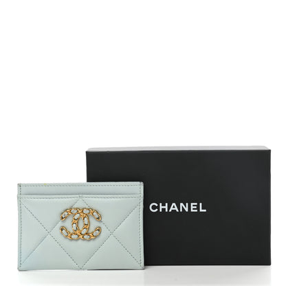 Chanel Lambskin Quilted Chanel 19 Card Holder Light Blue 13 of 13