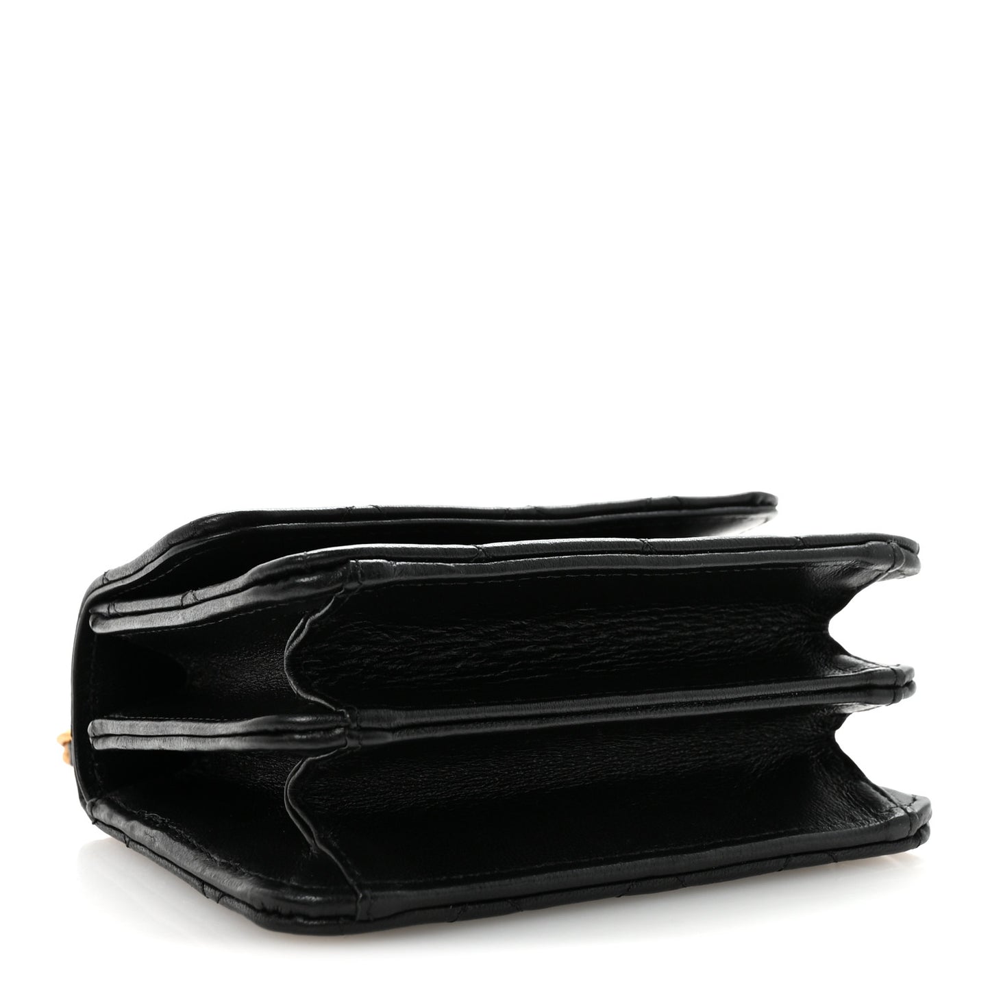 Lambskin Quilted Chain Top Handle Clutch With Chain Black