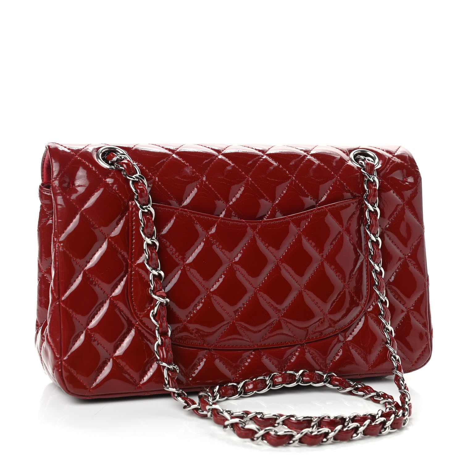Chanel Patent Calfskin Quilted Medium Double Flap Dark Red 2 of 6