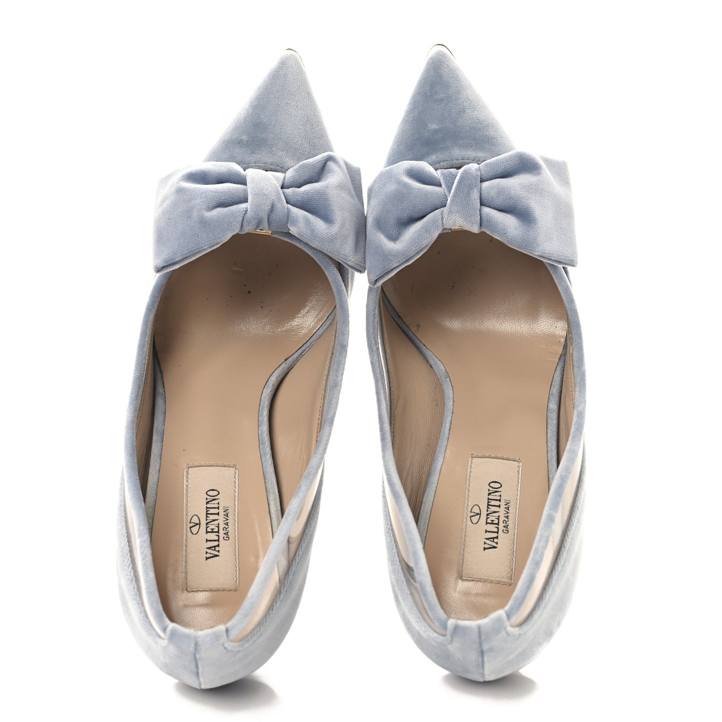 Velvet PVC Dollybow Pumps 37 Light Blue