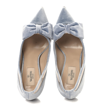 Valentino Garavani Velvet PVC Dollybow Pumps 37 Light Blue 2 of 9