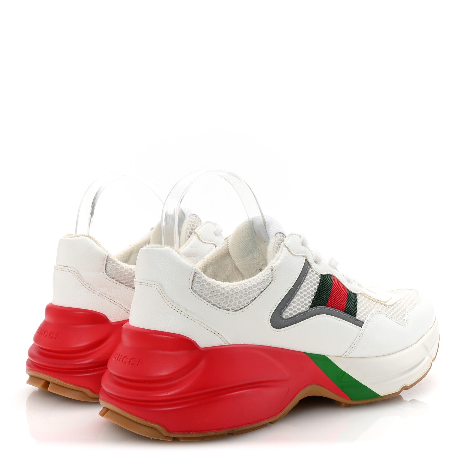 Gucci Lavaredo Eco Fabric Mesh Web Mens Rhyton Reflective Sneakers 10.5 Great White Water Rose Silver 5 of 9
