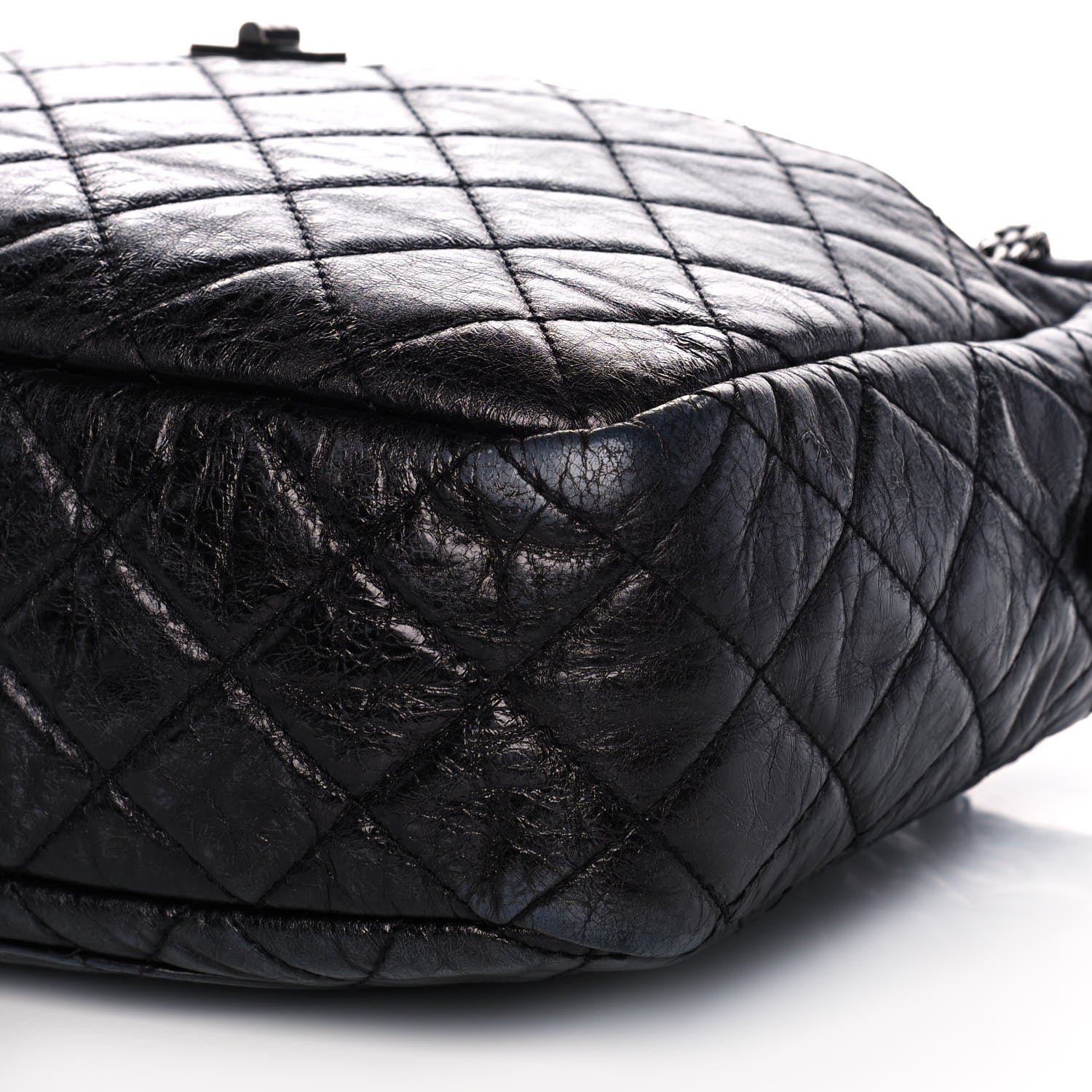 Chanel Metallic Aged Calfskin Quilted Large Reissue Camera Case Black 9 of 11