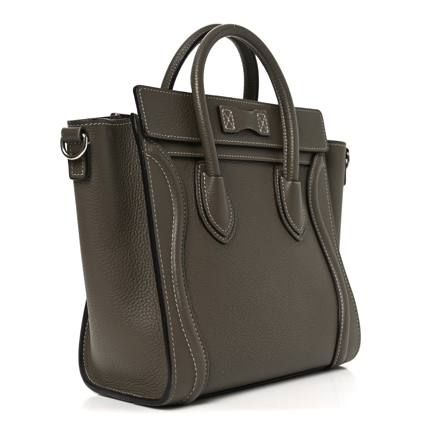 Celine Drummed Calfskin Nano Luggage Souris 2 of 8