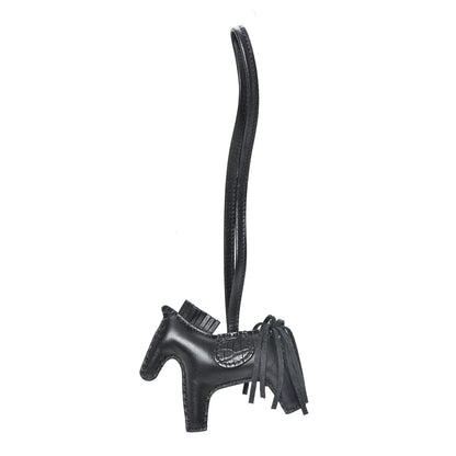 Hermes Milo Lambskin Matte Alligator Touch Grigri Rodeo Horse Bag Charm PM So Black 1 of 3