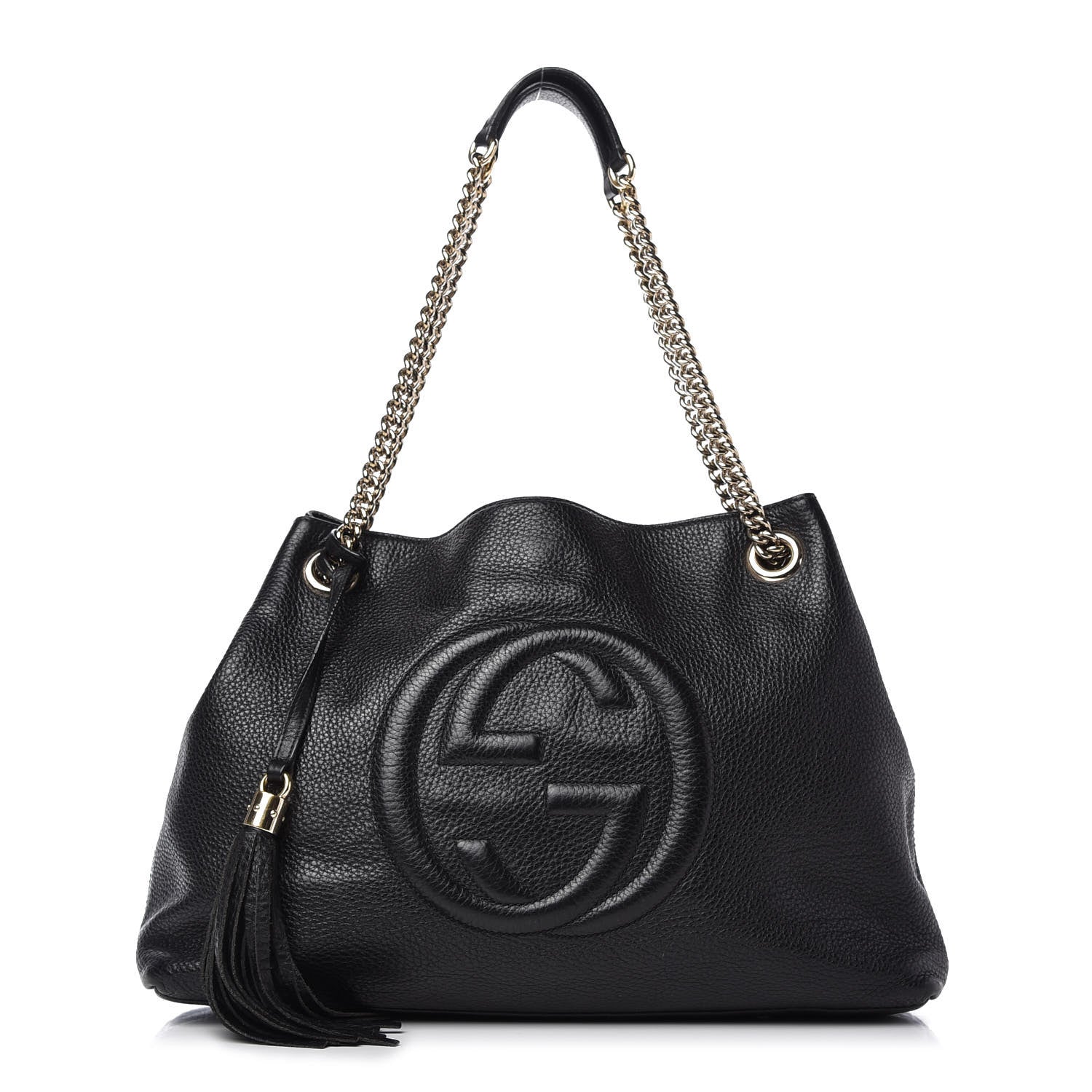 Gucci Pebbled Calfskin Medium Soho Chain Shoulder Bag Black 1 of 11