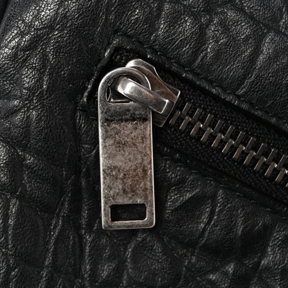 Saint Laurent Calfskin Crocodile Embossed Medium West Hollywood Monogram Fold-Over Black 12 of 13