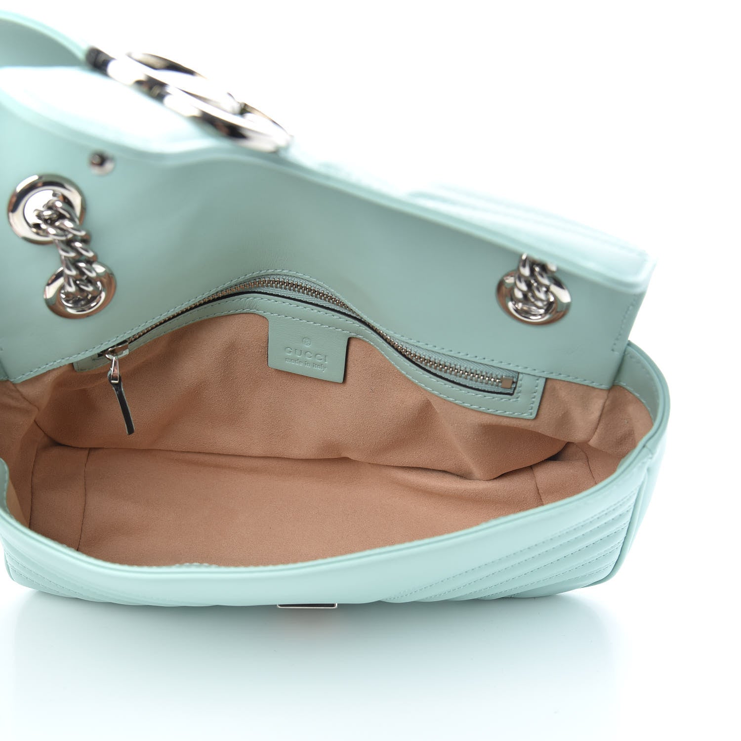 Gucci Calfskin Matelasse Small GG Marmont Shoulder Bag Water Green 6 of 12
