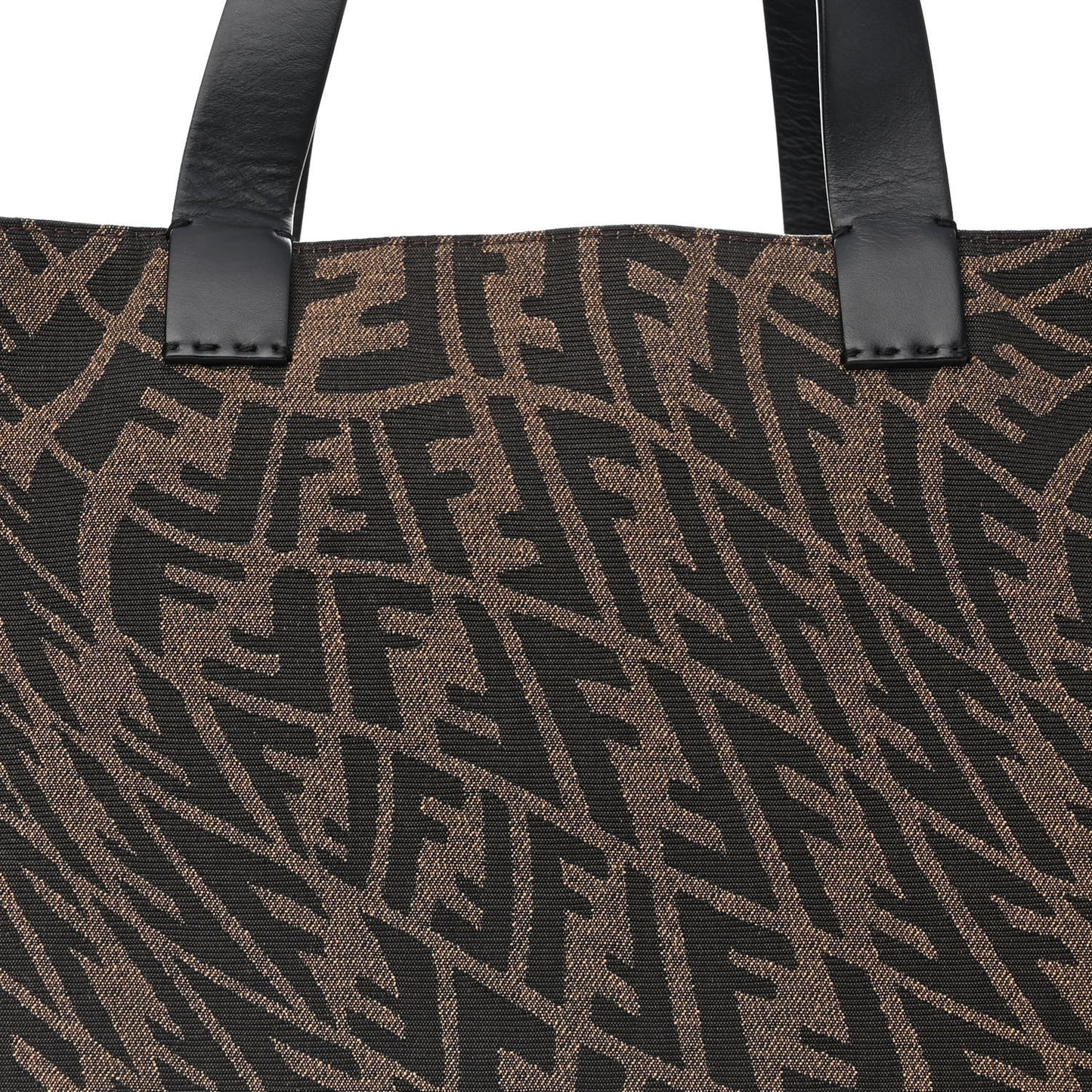 X SARAH COLEMAN Fabric Jacquard Vitello King FF Vertigo Shopping Tote Bag Tobacco Moro Black