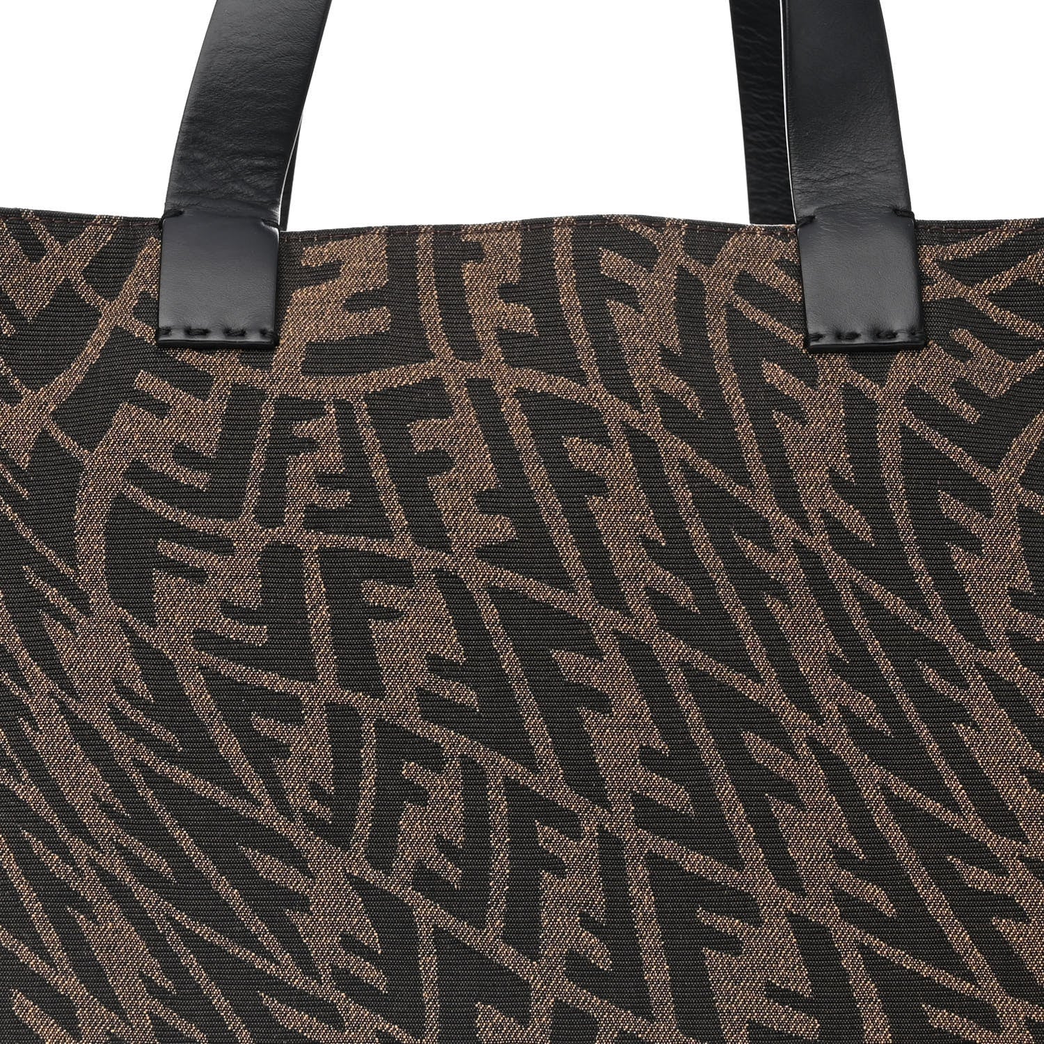 Fendi X SARAH COLEMAN Fabric Jacquard Vitello King FF Vertigo Shopping Tote Bag Tobacco Moro Black 8 of 11