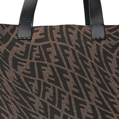 Fendi X SARAH COLEMAN Fabric Jacquard Vitello King FF Vertigo Shopping Tote Bag Tobacco Moro Black 8 of 11