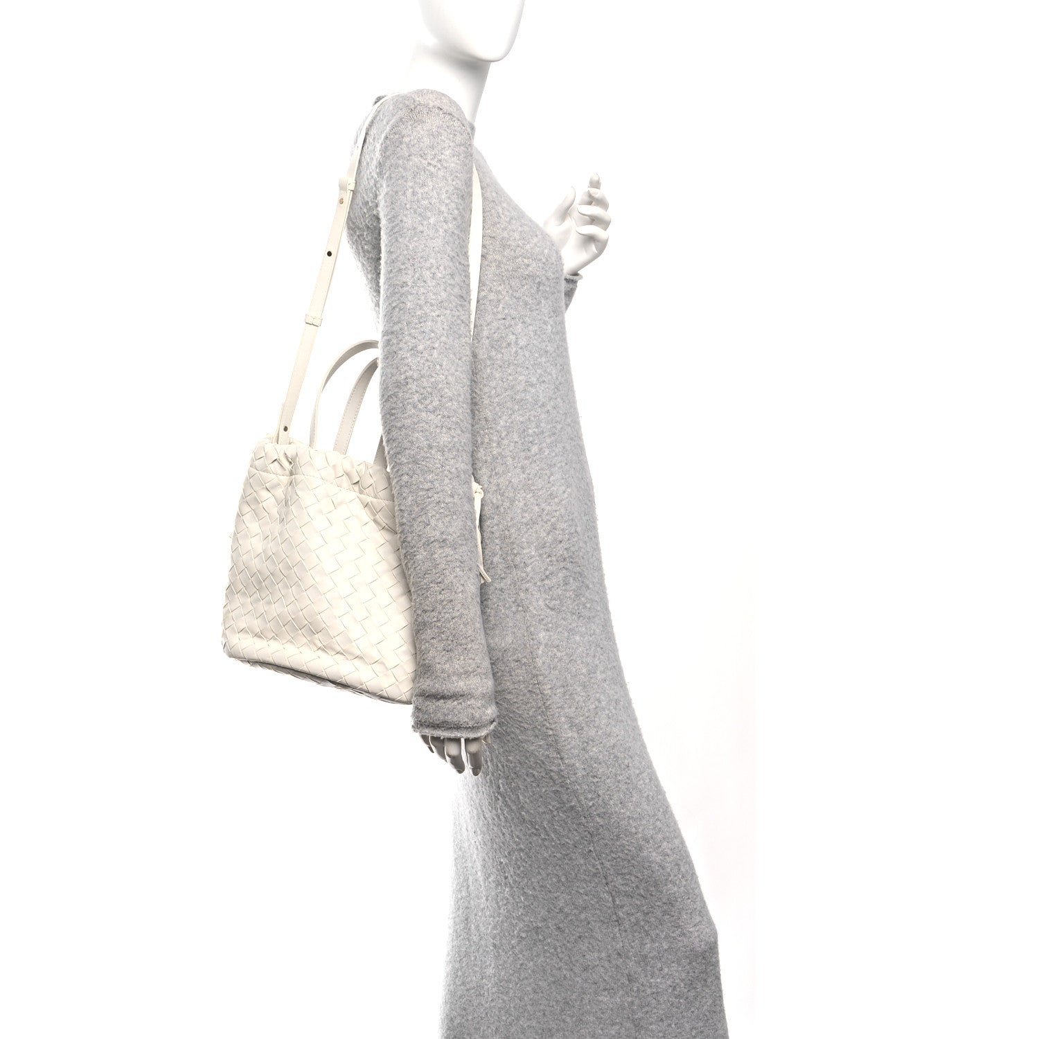Bottega Veneta Calfskin Intrecciato Small Castello Bucket Bag White 2 of 10