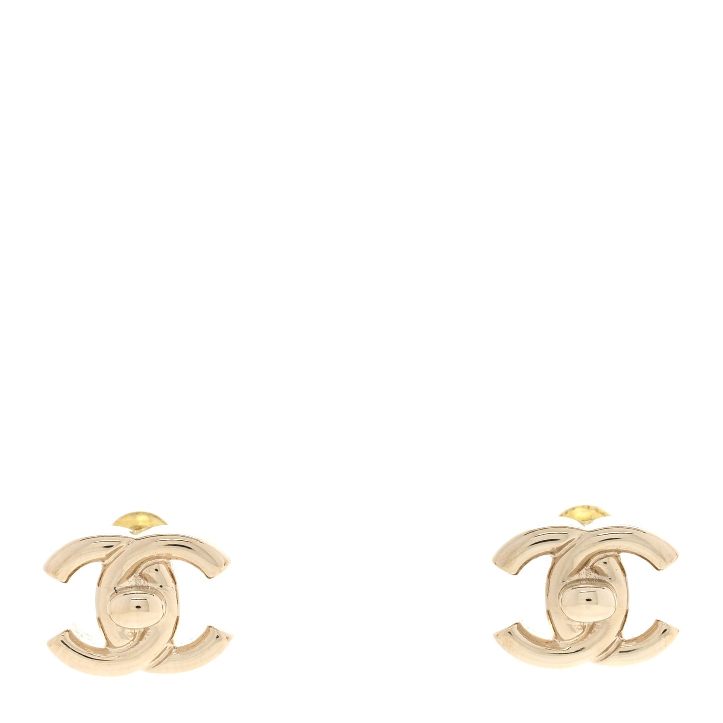 Metal CC Turnlock Earrings Gold