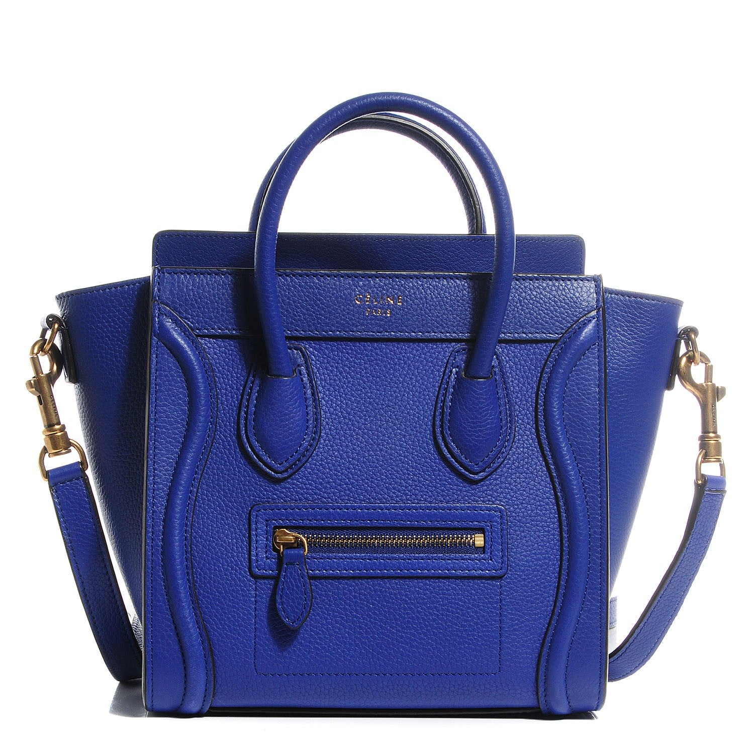 Celine Drummed Calfskin Nano Luggage Indigo 1 of 9
