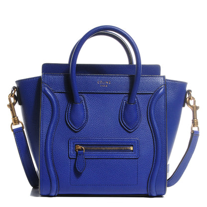 Celine Drummed Calfskin Nano Luggage Indigo 1 of 9