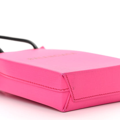 Balenciaga Squared Calfskin Logo Shopping Phone Holder Bag Acid Fuchsia 8 of 9
