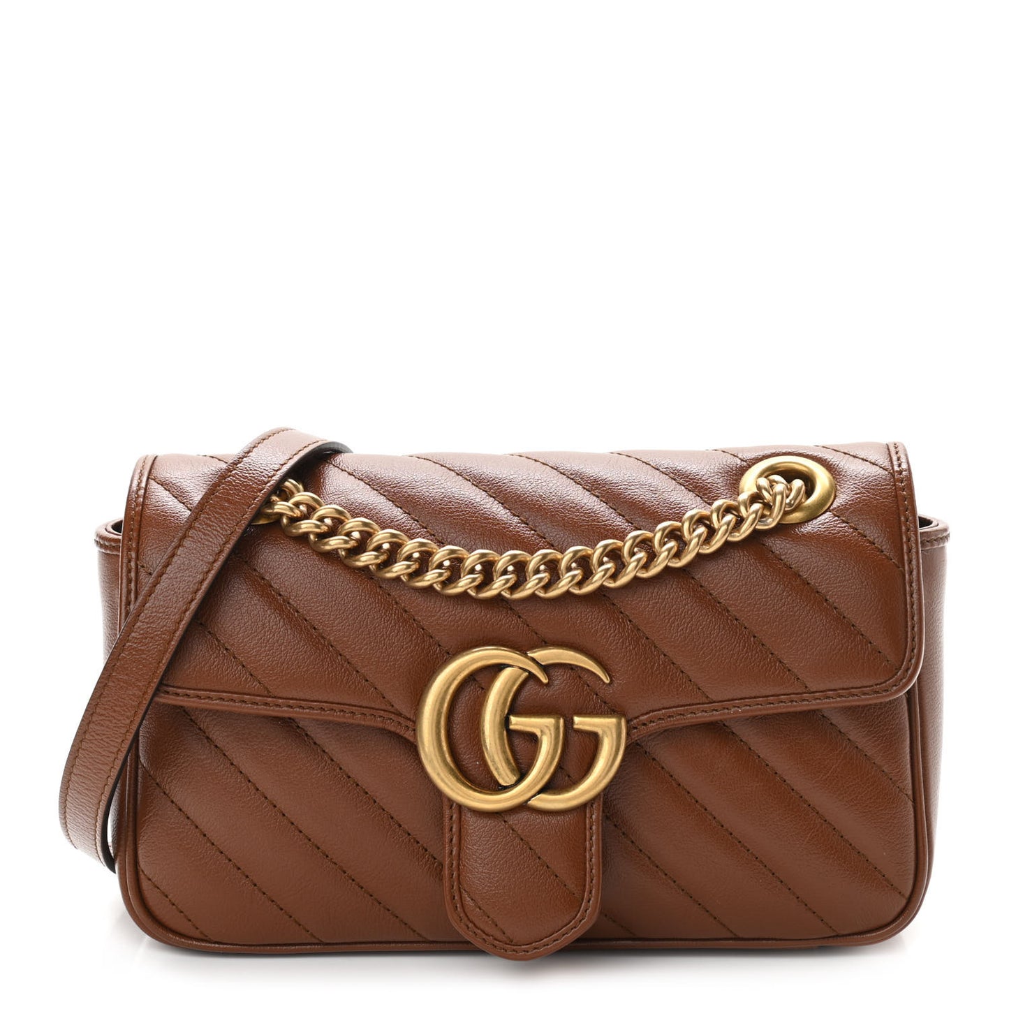 Azalea Calfskin Matelasse Diagonal Mini GG Marmont Shoulder Bag Cuir