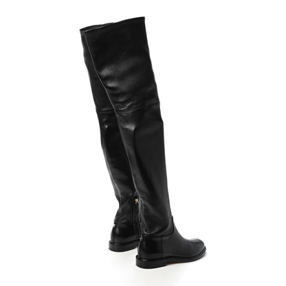 Valentino Garavani Calfskin Stretch Garavani Knee High Boots 36.5 Black 3 of 4