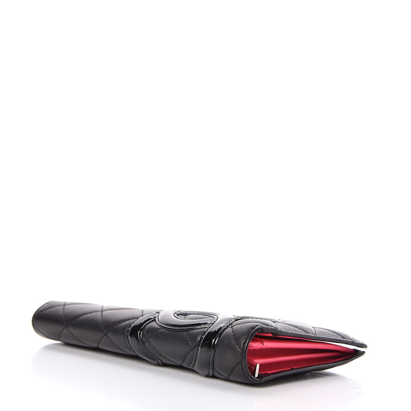 Calfskin Quilted Cambon Yen Wallet Black