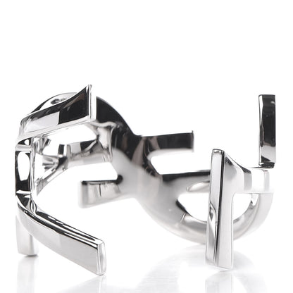 Saint Laurent Brass Monogram Medium Cuff Bracelet Palladium 3 of 4