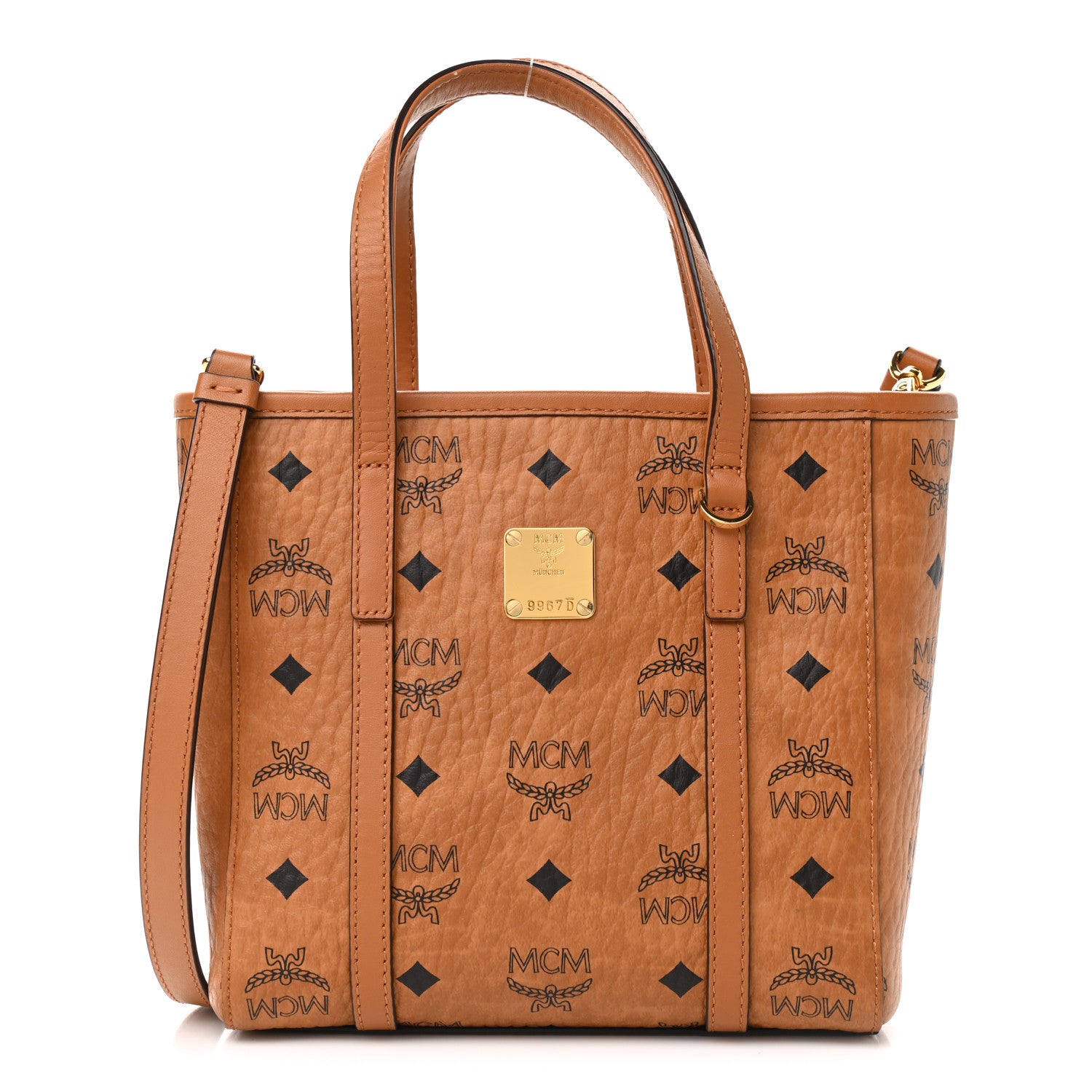 MCM Visetos Mini Toni Shopper Tote Cognac 1 of 10
