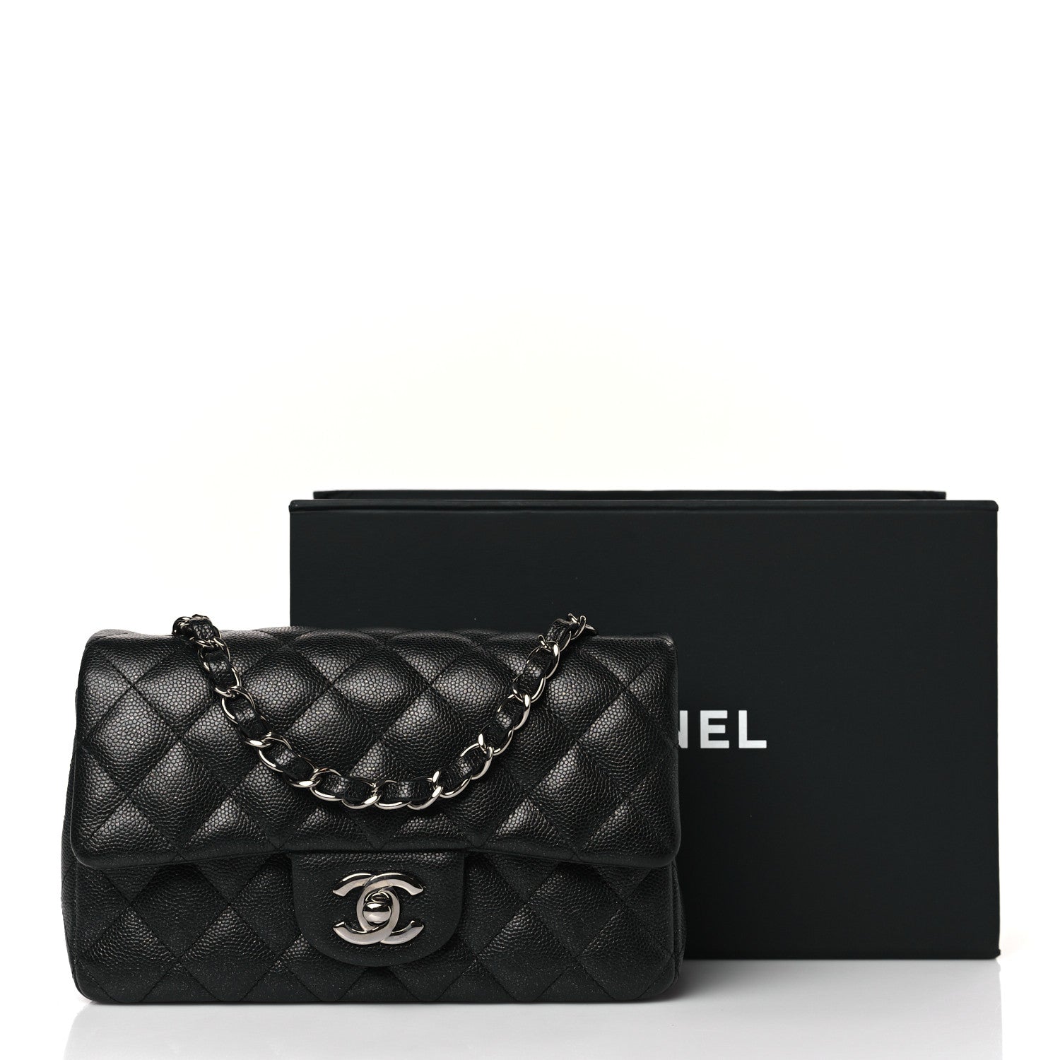 Chanel Iridescent Caviar Quilted Mini Rectangular Flap Black 10 of 10