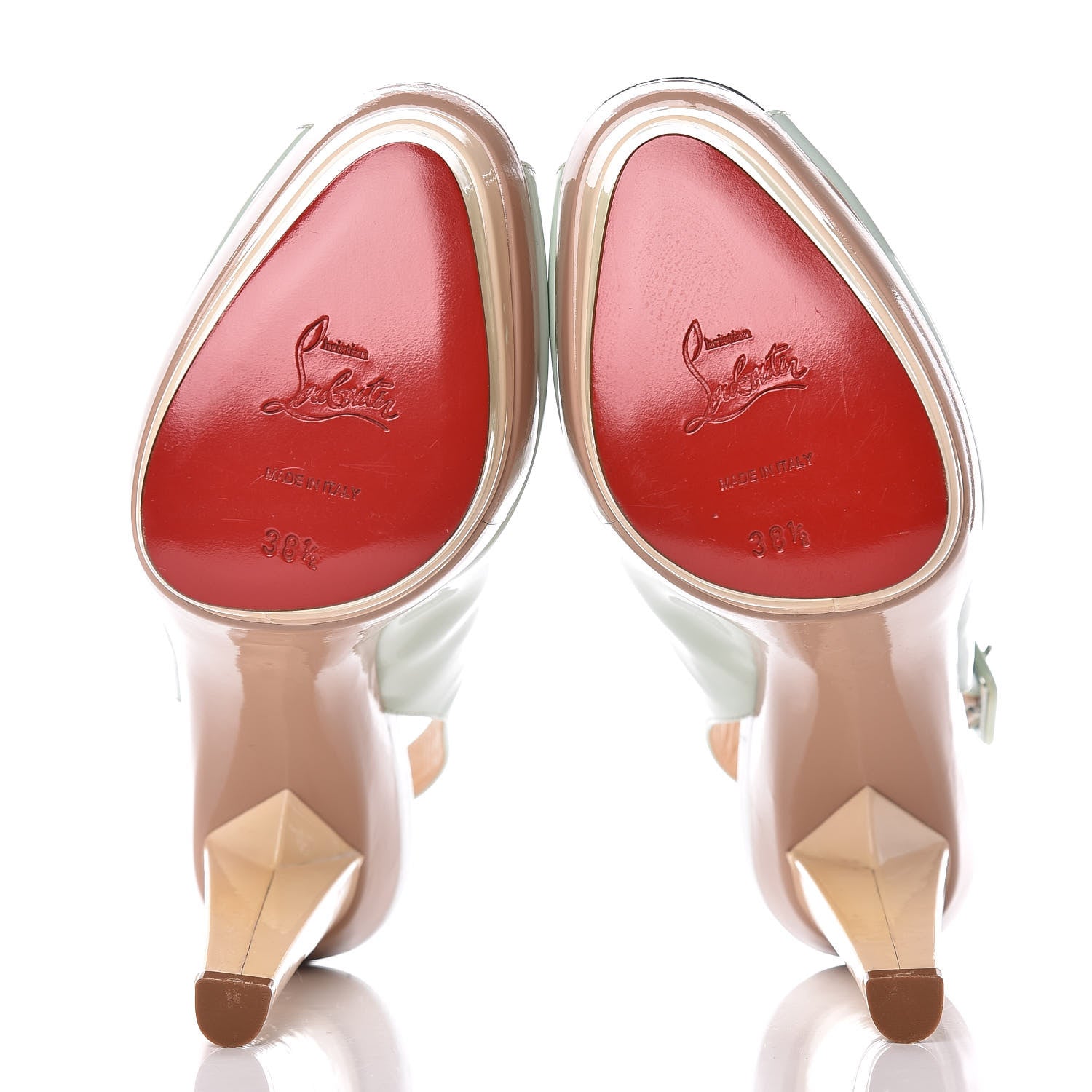 Christian Louboutin Patent 123 Scarpe 140 Platform Slingbacks 38.5 Ice Blue 5 of 11