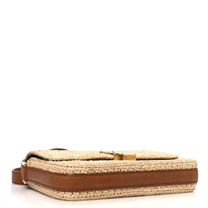 Saint Laurent Raffia Calfskin Medium Monogram Solferino Satchel 4 of 12