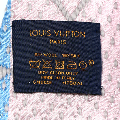 Louis Vuitton Wool Silk Logomania Shine Scarf Grey Multicolor 3 of 7