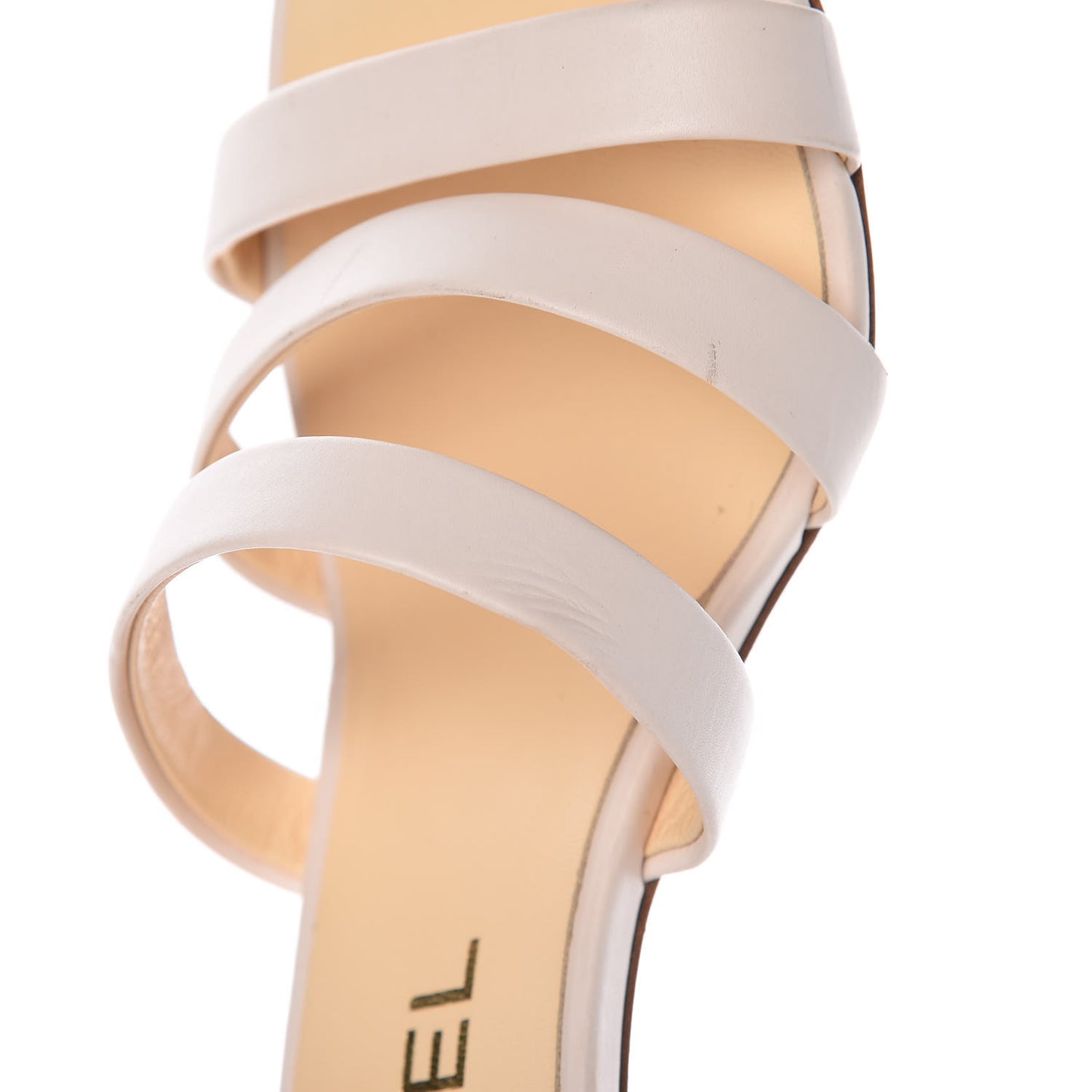 Calfskin Pearl CC Mule Sandals 36 White