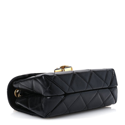 Chanel Lambskin Quilted Diamond Lock Flap Black 4 of 10