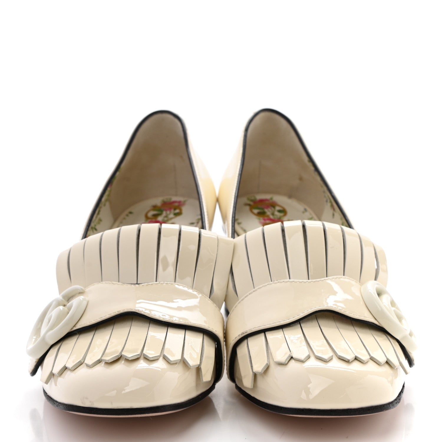 Gucci Vernice GG Marmont Fringe 50mm Loafer Pumps 35.5 Mystic White 2 of 8