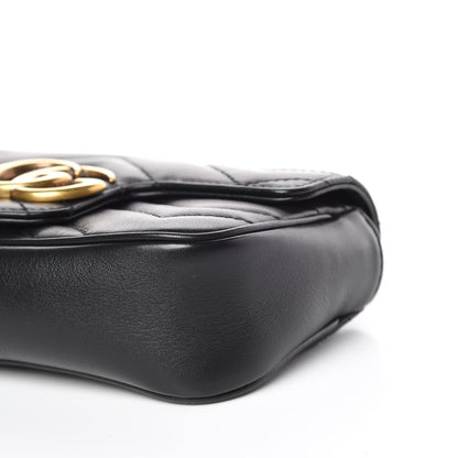 Gucci Calfskin Matelasse Super Mini GG Marmont Shoulder Bag Black 9 of 9