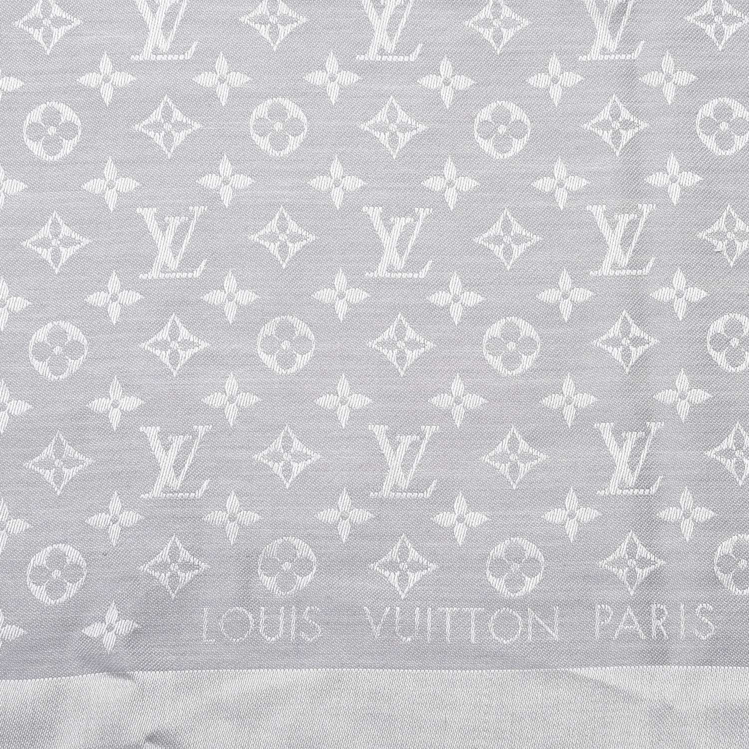 Louis Vuitton Wool Silk Monogram Denim Shawl Grey 3 of 6