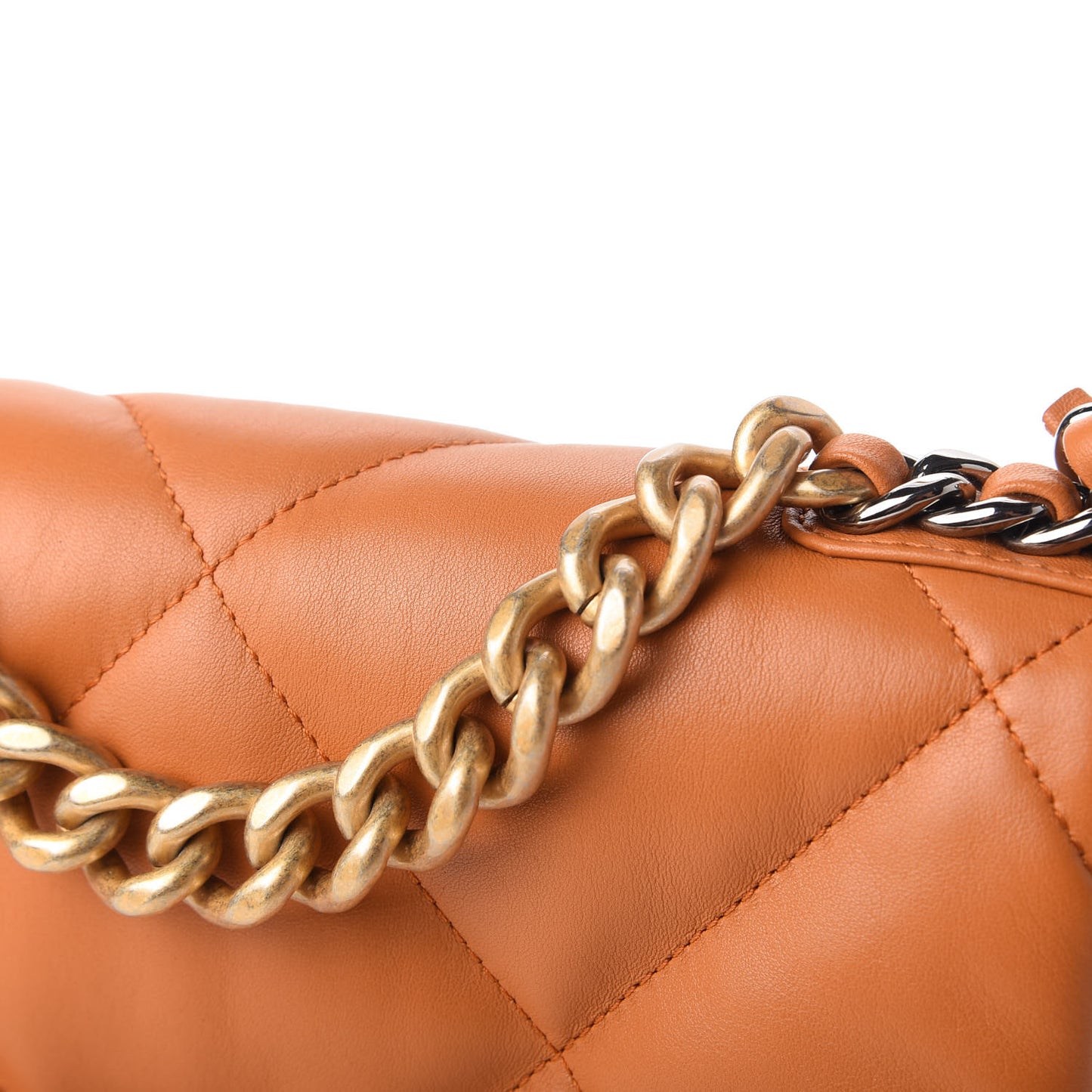 Lambskin Quilted Medium Chanel 19 Flap Light Brown