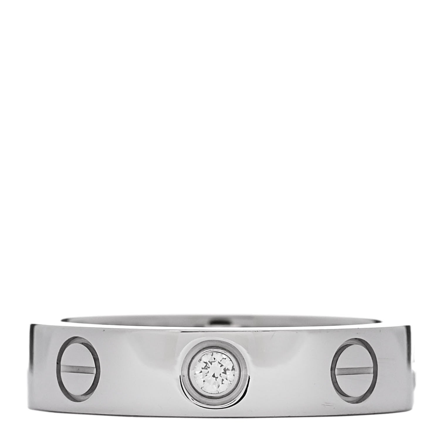 Cartier 18K White Gold Diamond 4mm LOVE Wedding Band Ring 46 3.75 1 of 4
