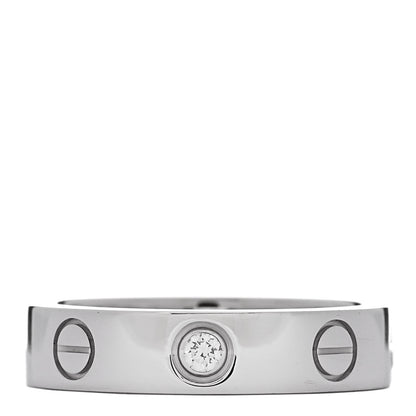 Cartier 18K White Gold Diamond 4mm LOVE Wedding Band Ring 46 3.75 1 of 4