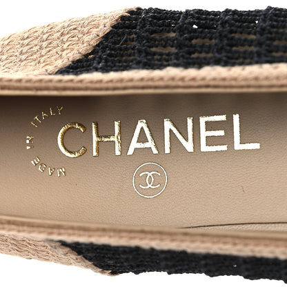 Chanel Raffia Cap Toe Ballerina Flats 40 Black Beige 8 of 8