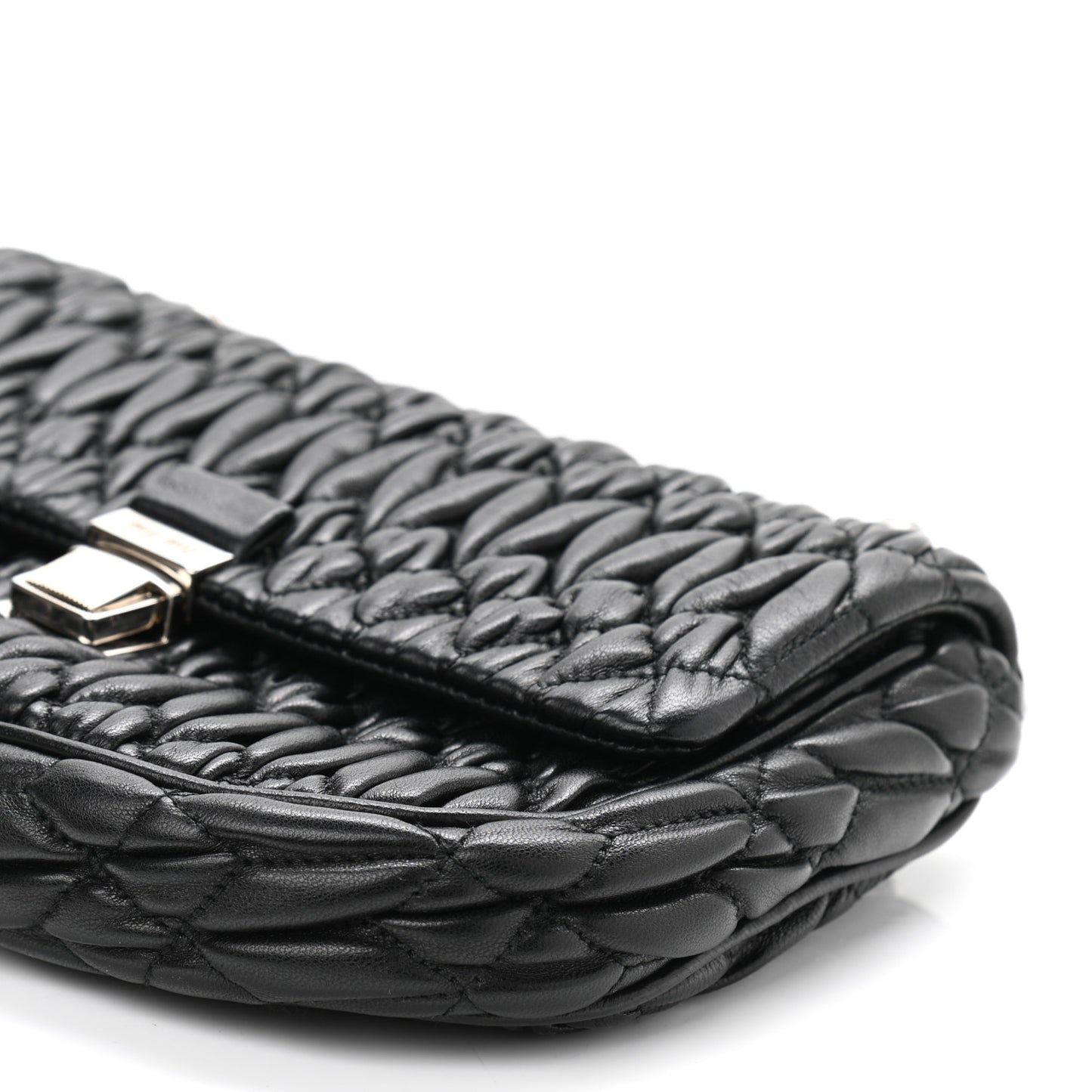 Nappa Matelasse Crystal Chain Crossbody Black